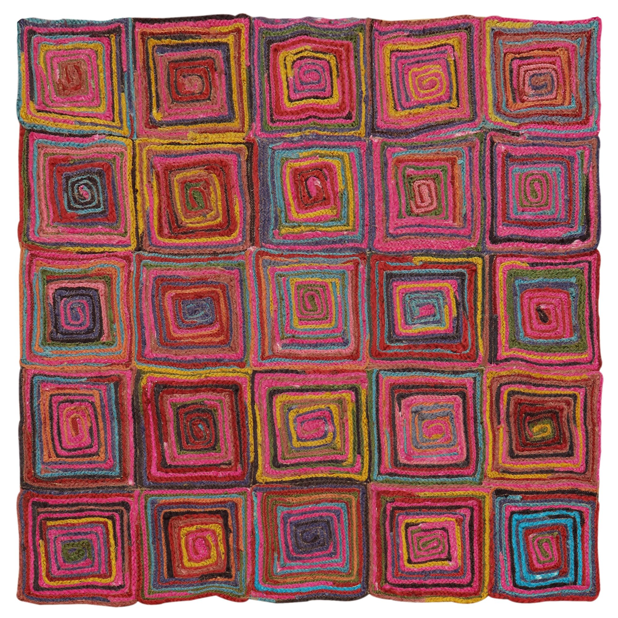 Tapis tissé main de couleur naturelle et touches multicolores pour maison