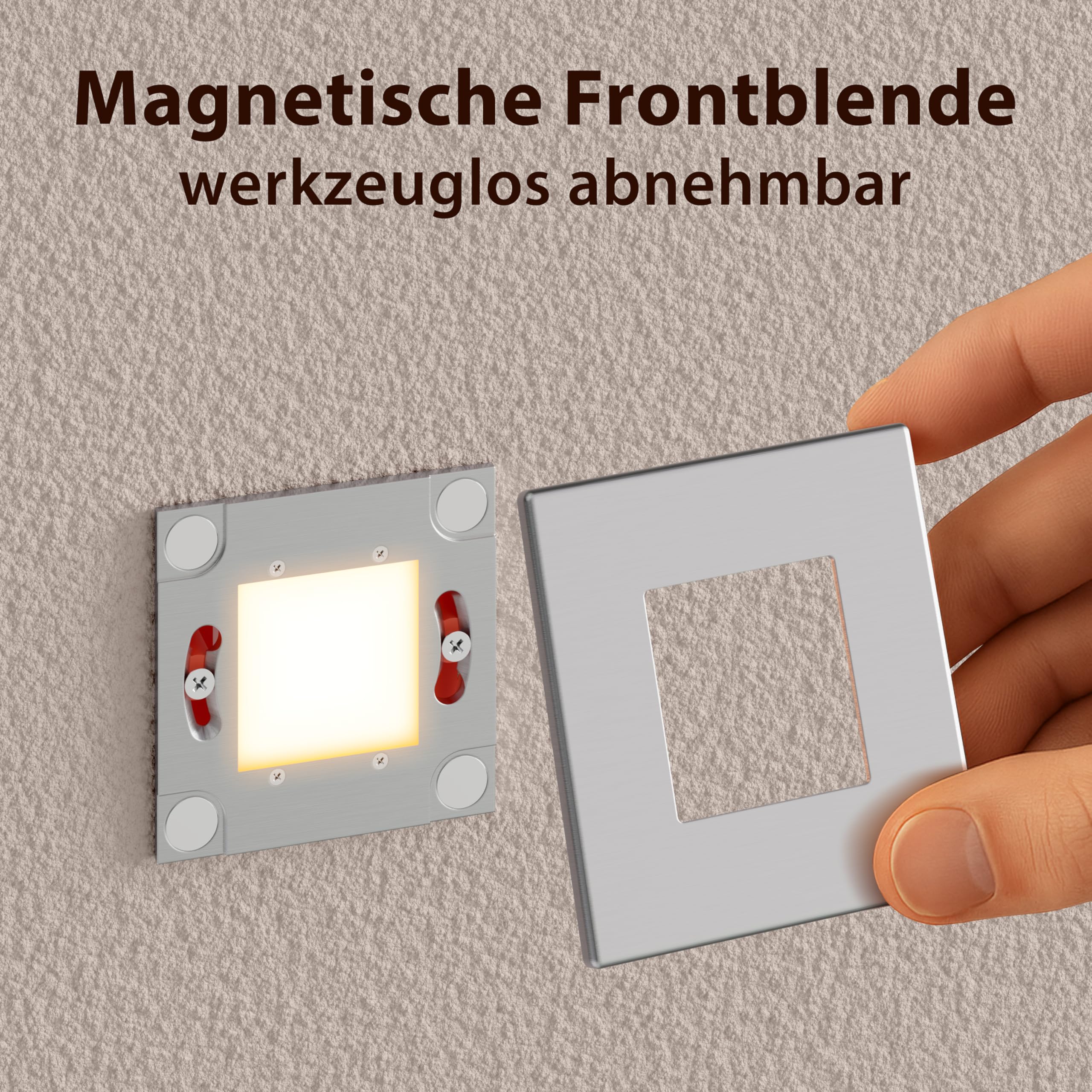ledscom.de 10x LED Treppenlicht/Wandeinbauleuchte FEMA für innen und außen, eckig, edelstahl, 80 x 80mm, warmweiß