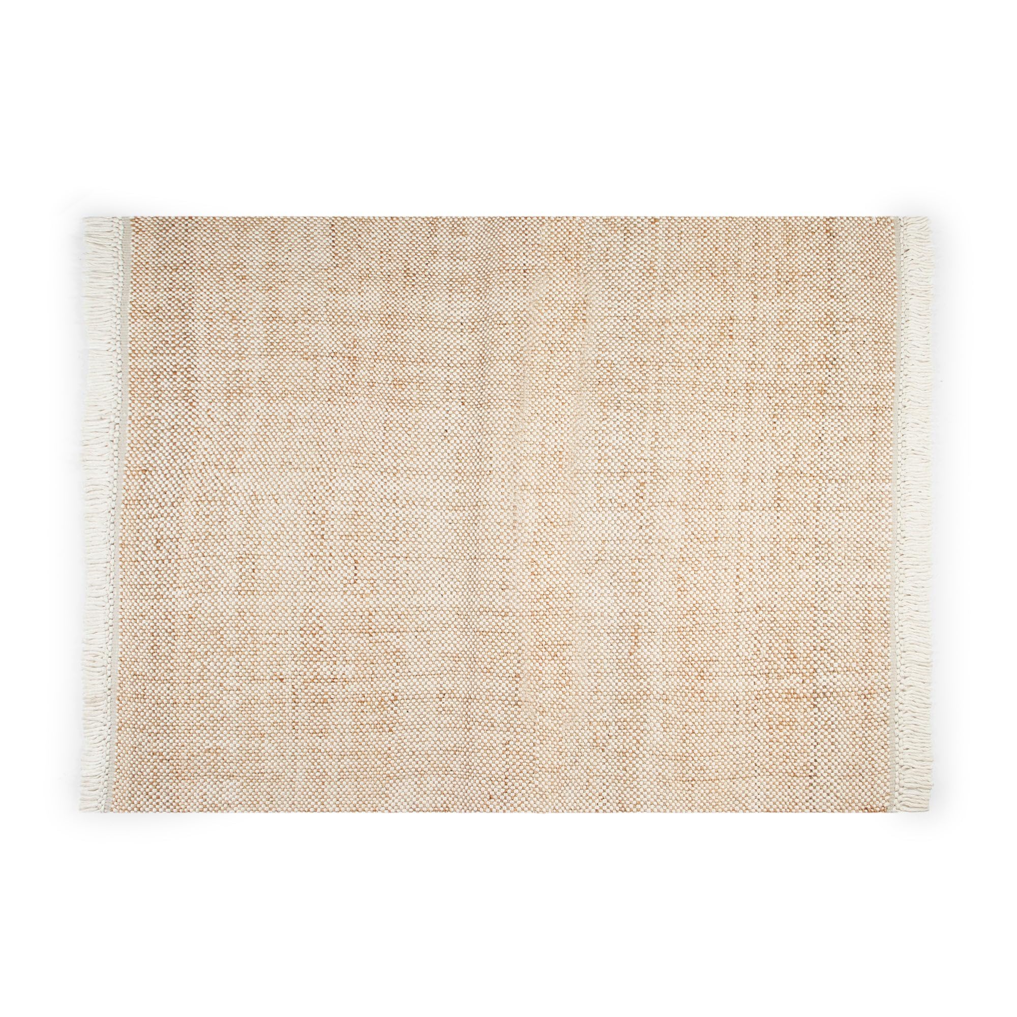 Elegant Floors® Jute-Wolle Teppich Natur | Handgefertigtes Boho Wohnaccessoire mit Fransen im Skandi Stil | Moderner Wohnzimmer Teppich für Boden Deko und Läufer | 70x130 cm