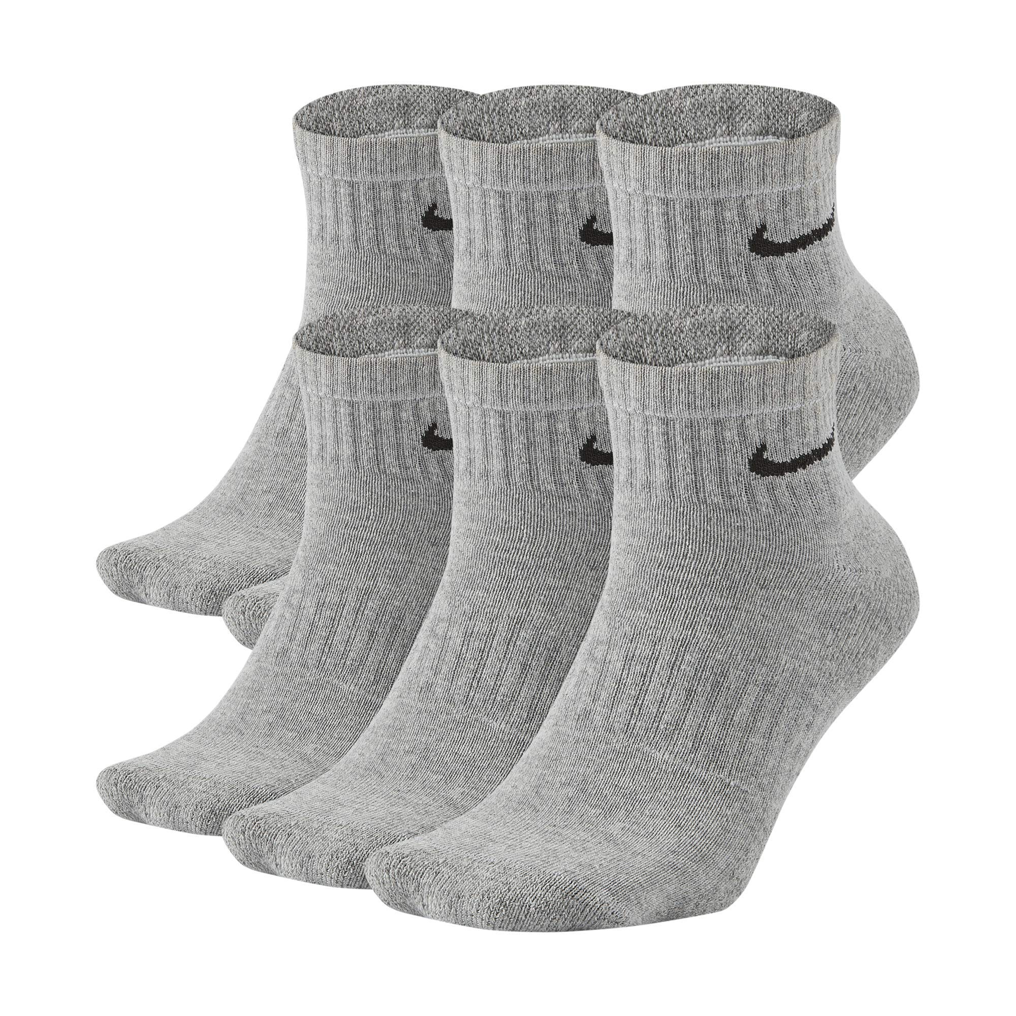 Nike Everyday Cushion Ankle Training Socks (6 Pair) - Large - Dark Grey Heather/Black