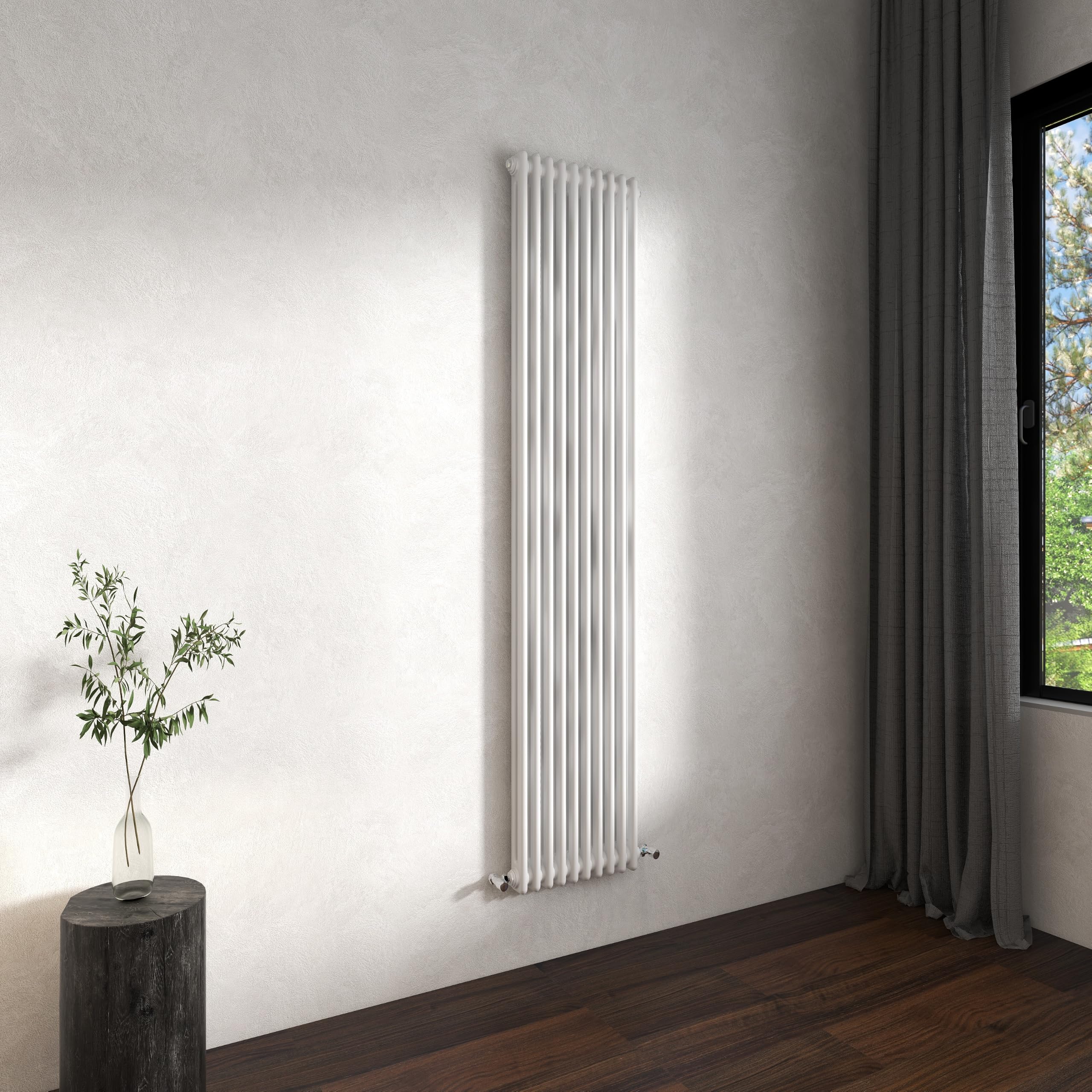 Traditional 2 Column Cast Iron Radiator 1800x470mm Vertical Gloss White