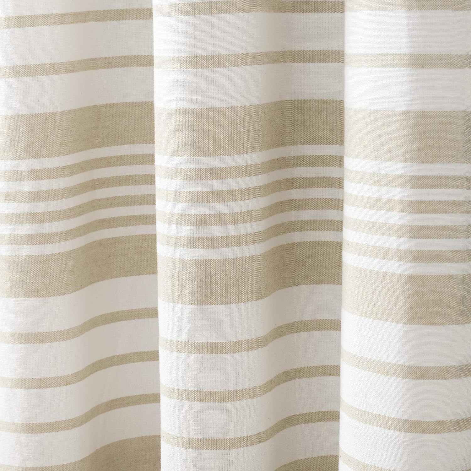 Lush Decor Nantucket Yarn Dyed Cotton Blend Tassel Fringe Shower Curtain Single 72" W x 72" L Taupe - Tan Shower Curtains for Bathroom Curtain