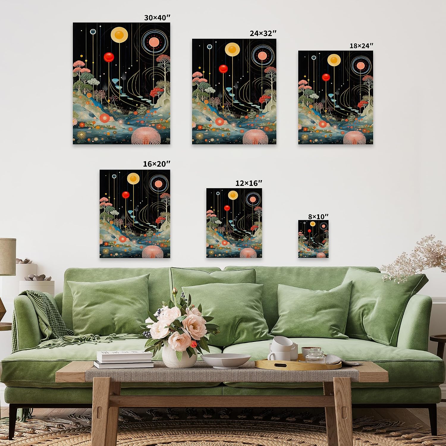 Poster Master Psychedelic Canvas - Trippy Space Print - Weird Landscape Art - Trendy Gift for Men & Women - Modern Art - Abstract Decor for Living Room, Bedroom or Dorm - 8x10 STRETCHED Canvas