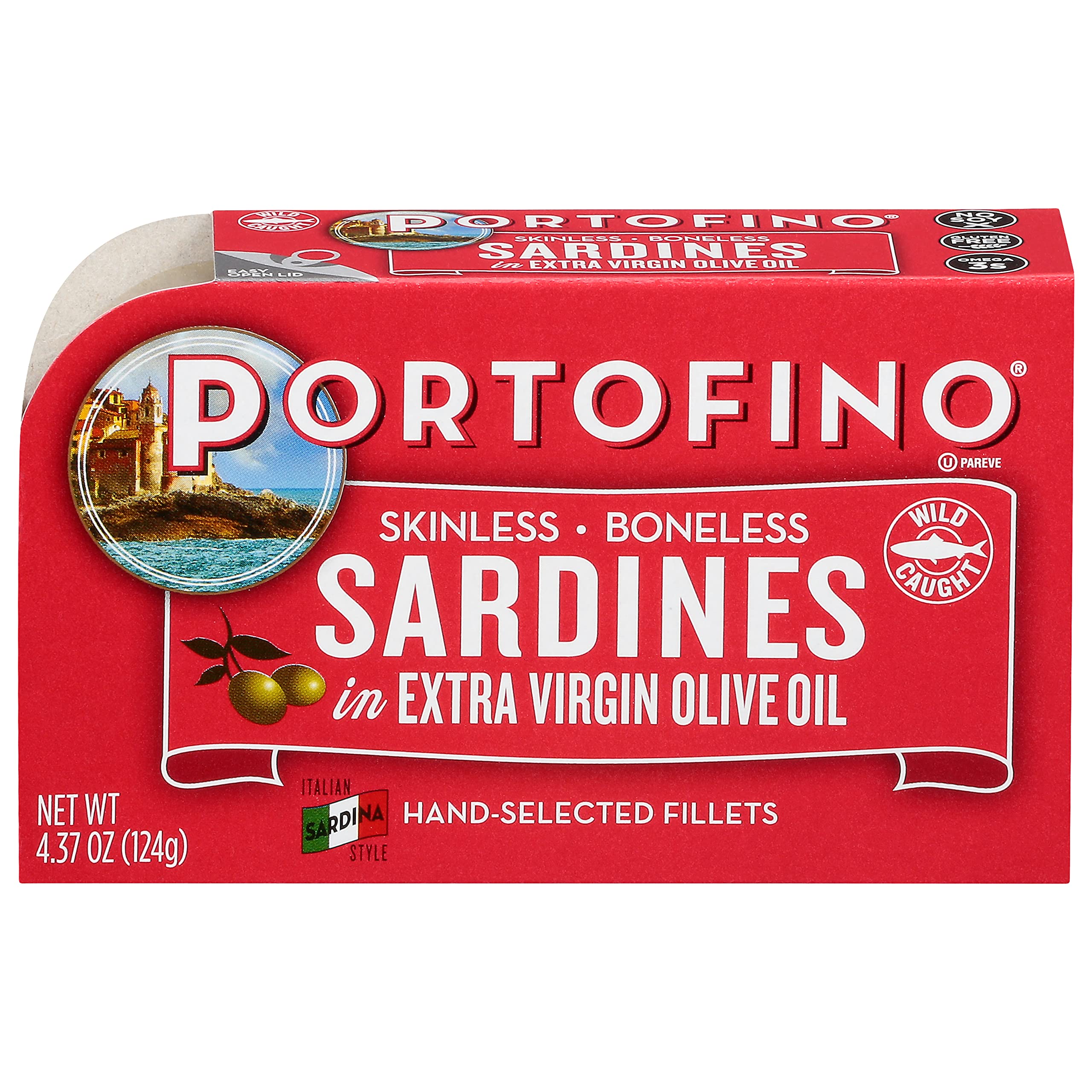 Best by 10/27/2024’ Portofino Skinless, Boneless Sardines in Extra Virgin Olive Oil -4.375 Ounce (Pack of 12)