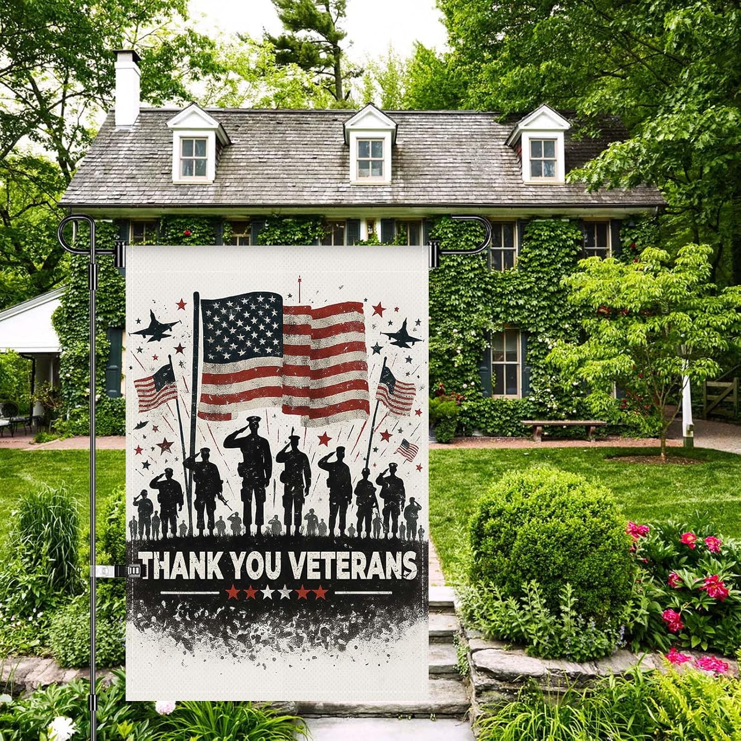 Thank You Veterans Garden Flag 12x18 Inch Double Sided Veterans Day Patriotic Flag Decorations Polyester Decorative Indoor Outdoor Yard Holiday - Image 7