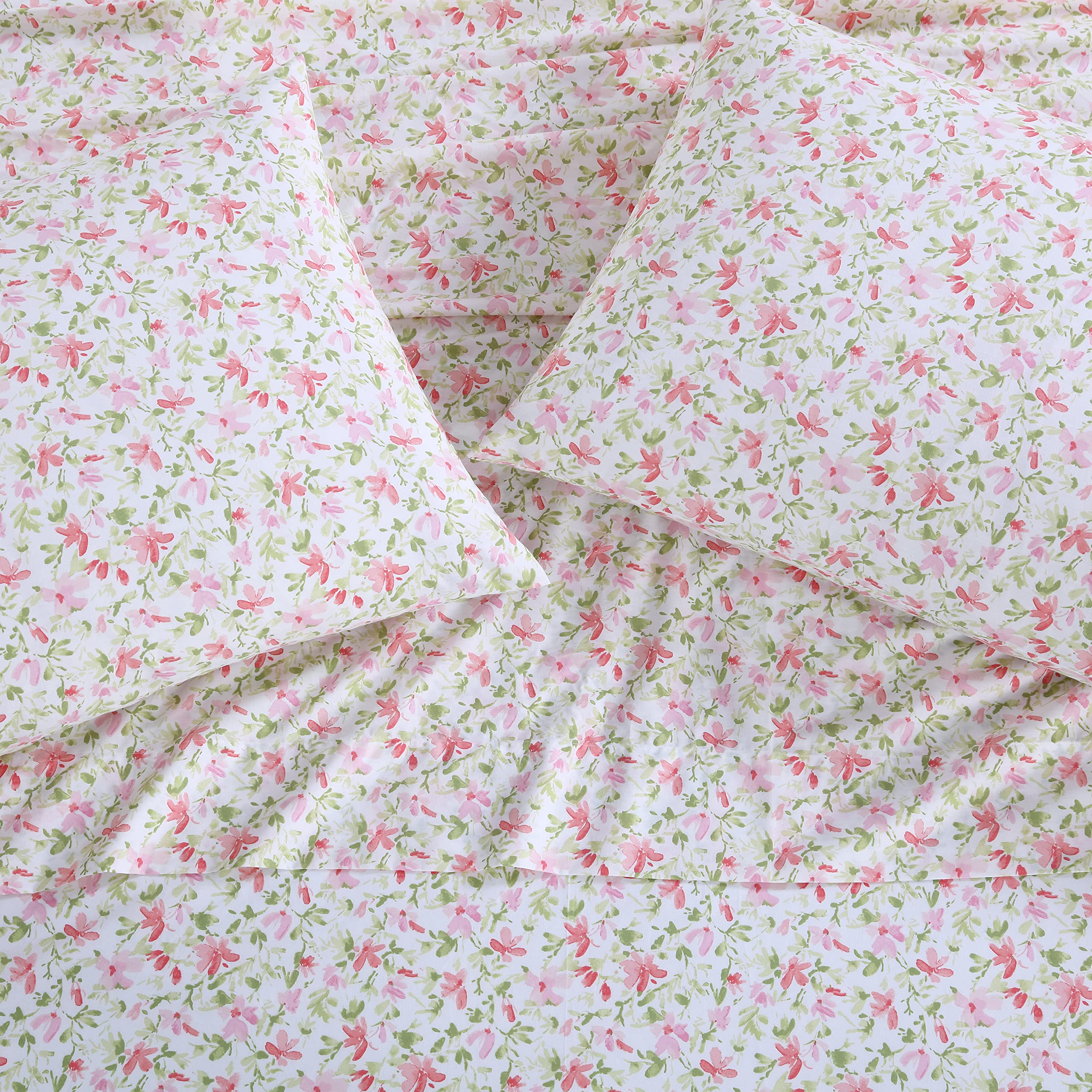 Laura Ashley - Set di biancheria da letto matrimoniale XL, in percalle di cotone, leggero e traspirante, decorazione per la casa, essenziale per la camera da letto (rosa Norella, Twin XL)