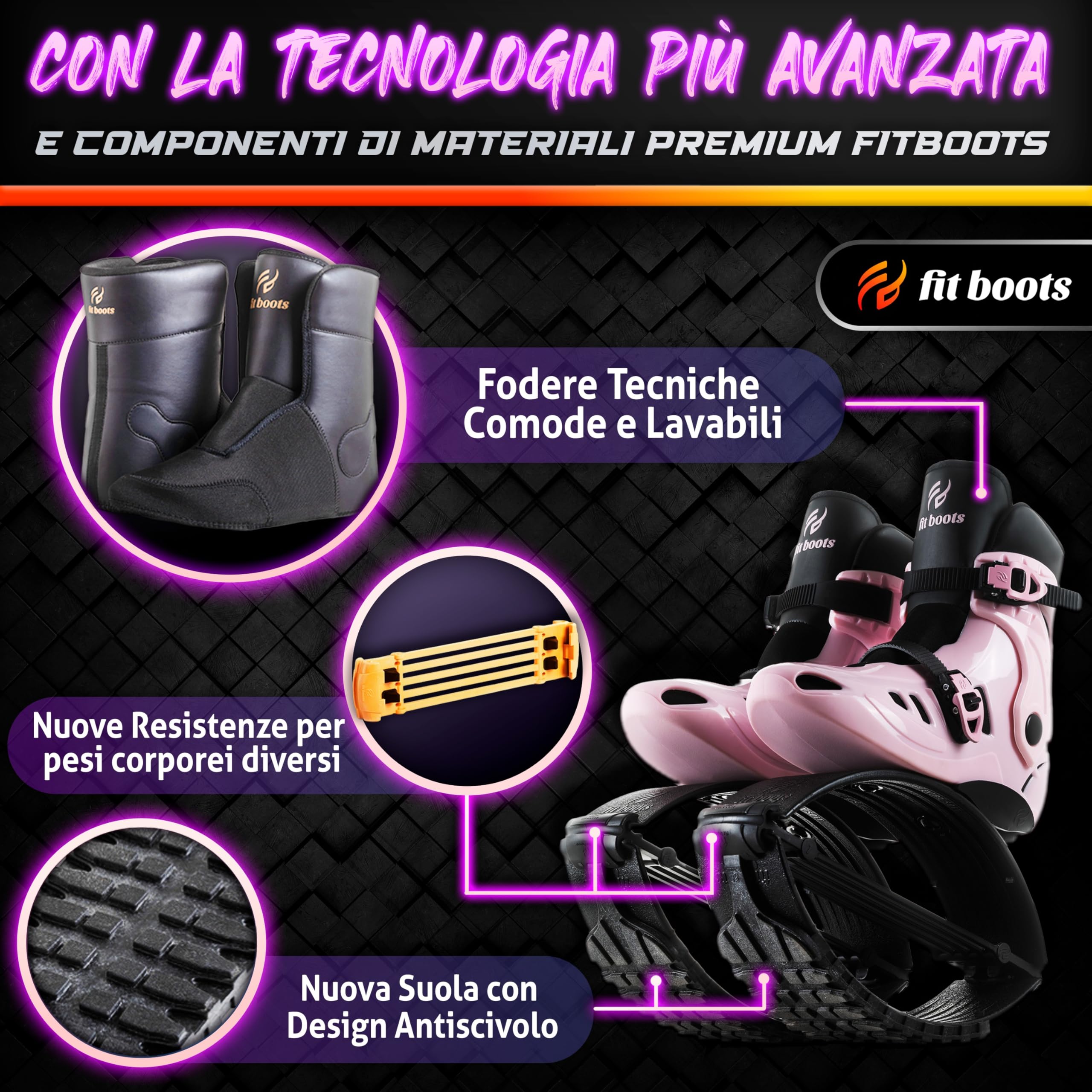 FIT BOOTS - Scarpe Che Ti Fanno Saltare di Nuova Generazione, Originali Stivali Rimbalzanti della Community Internazionale di Allenamento Rivoluzionano Il Tuo Fitness - (Rosa)