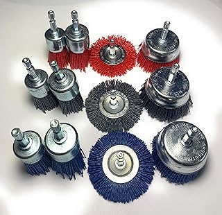 12 Pack Nylon Bristle Filament Abrasive Brush Drill Wheel and Cup Brush Set with 1/4 Inch Shank, Surface prep Remove Rust/Corrosion/Paint (2.5" Wheel, Hex Shank)