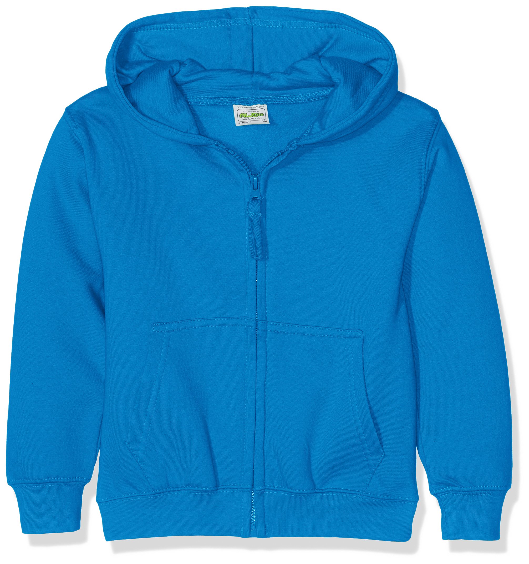 AWDis Boy's Kids Zoodie Hoodie, Blue (Sapphire Blue), Medium