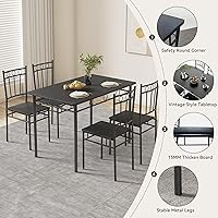 Vista 4 de Juego de mesa de comedor para 4, mesa de cocina y sillas de 5 piezas, juego de mesa de comedor rectangular con 4 sillas, juego de mesa de cocina que