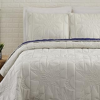 Justina Blakeney Makers Collective Sun & Moon Quilt Set, King, Natural/Blue