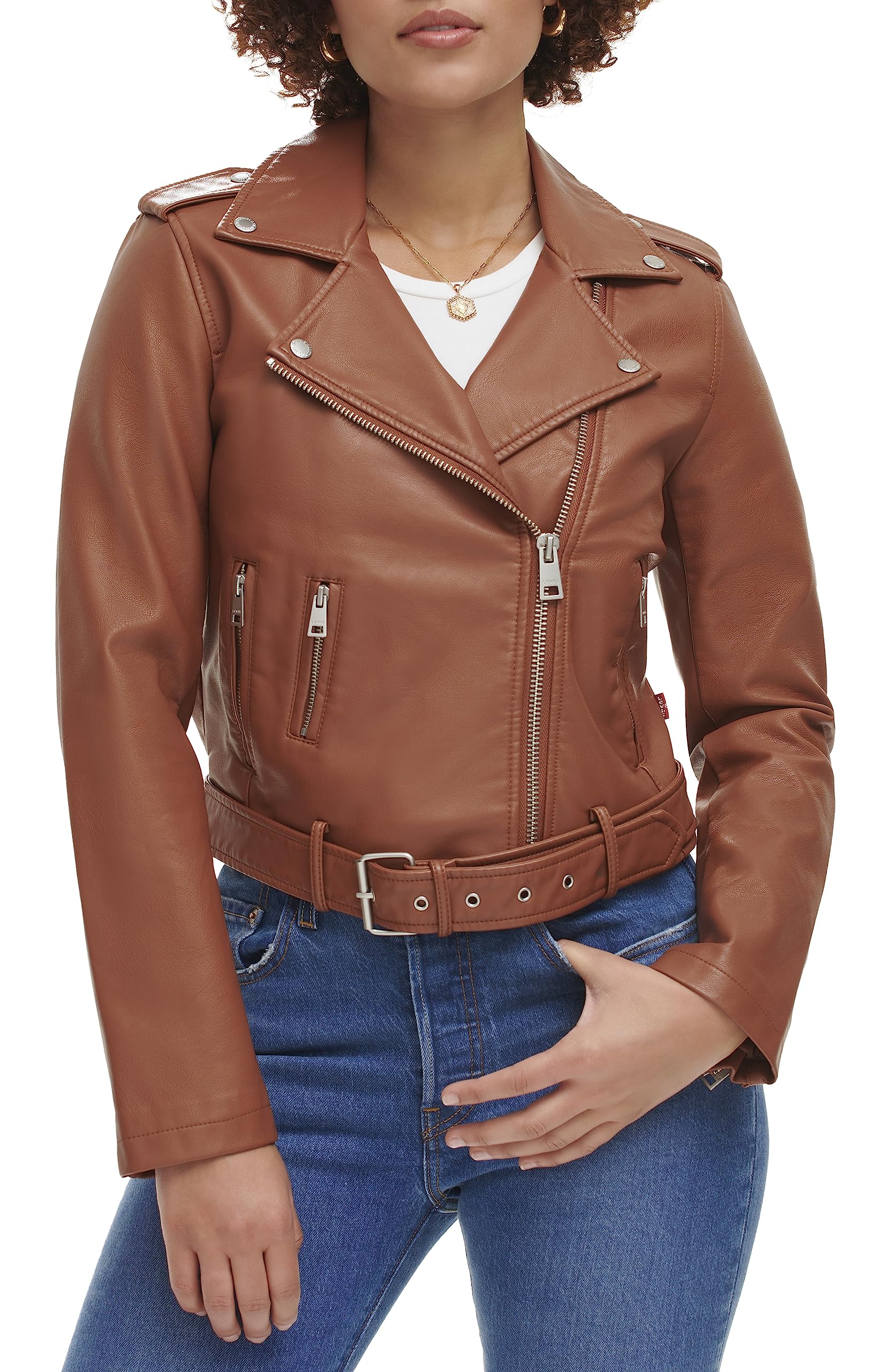 Levi's Women's The Belted Faux Leather Moto Jacket (Regular & Plus Size): 2X Camel