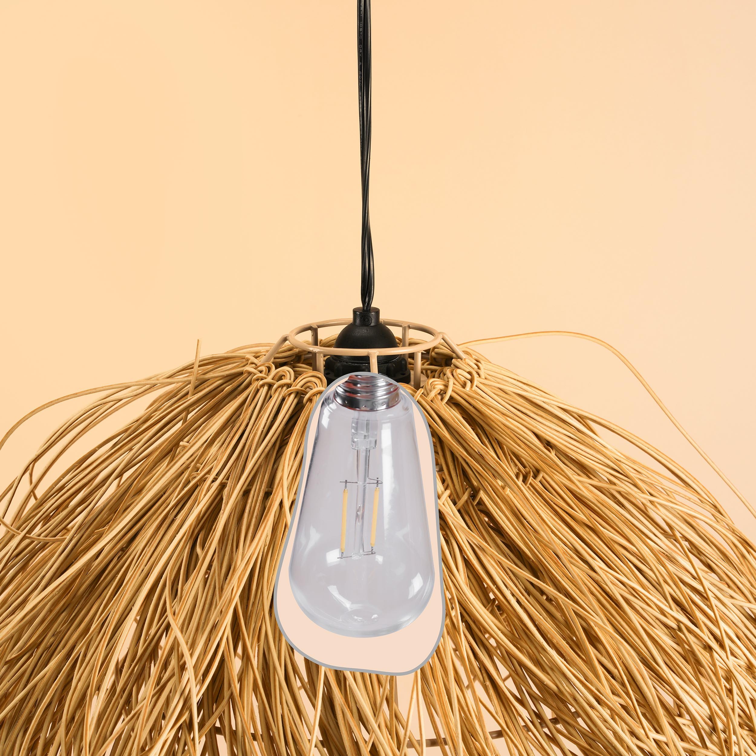 Esotec Solar LED Hängeleuchte Alexandria, Boho Stil, Polyrattan, Solarlampe, Wintergarten, LED-Lampenschirm, Deckenlampe, outdoor, außen, wetterfest, 2800K, Höhe 20cm, IP44, 102251