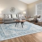 Home Beyond & HB design - 4x6 Rug de zone, non glissant Lavable Low Pile Soft Lightweight Médaillon Vintage Rugs pour chambre à coucher Salon Salle à manger Bureau de cuisine Home Décor, brun et blanc