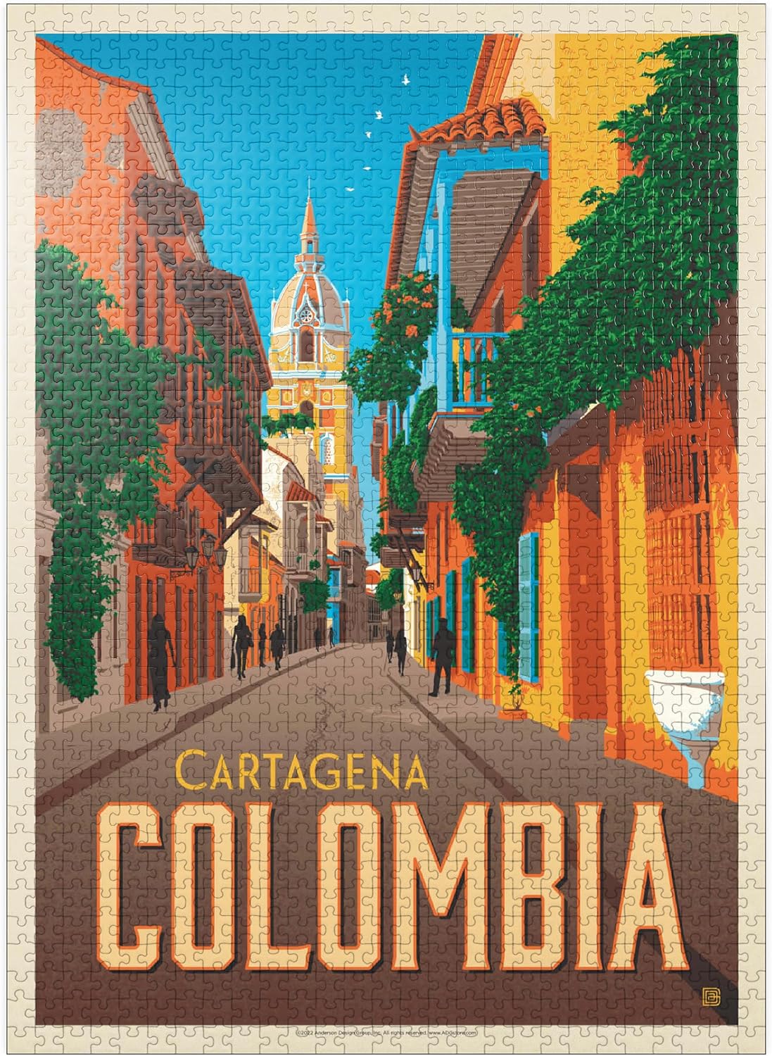MyPuzzle Colombia: Cartagena, Vintage Poster - Premium 1000 Piece Jigsaw Puzzle for Adults