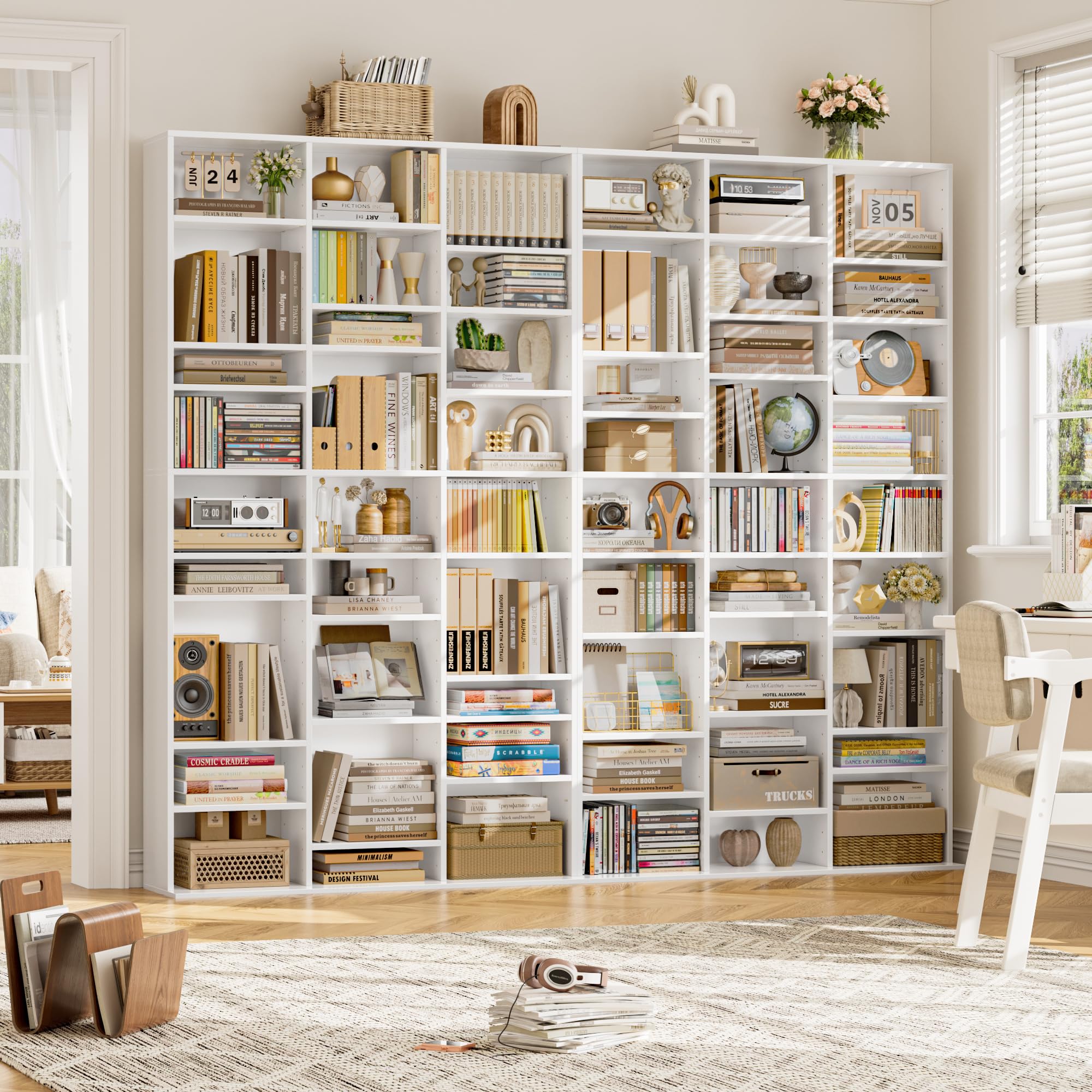 FirFurd Bibliothèque 190 cm Bibliotheque Meuble de Rangement avec 27 Étagères Bibliothèques pour Salon Bureau Cuisine Chambre Étagères Réglables 102.5x23.5x190cm