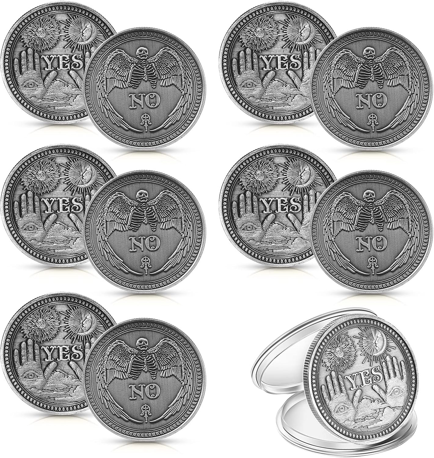 10 Pack Yes No Challenge Coin Decision Maker Flip Coin for Holiday School Office Gift, Party Game Supplies(Silver)