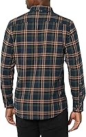 Vista 77 de Yaxa Essentials Camisas de franela de manga larga para hombre, corte ajustado, a cuadros con botones