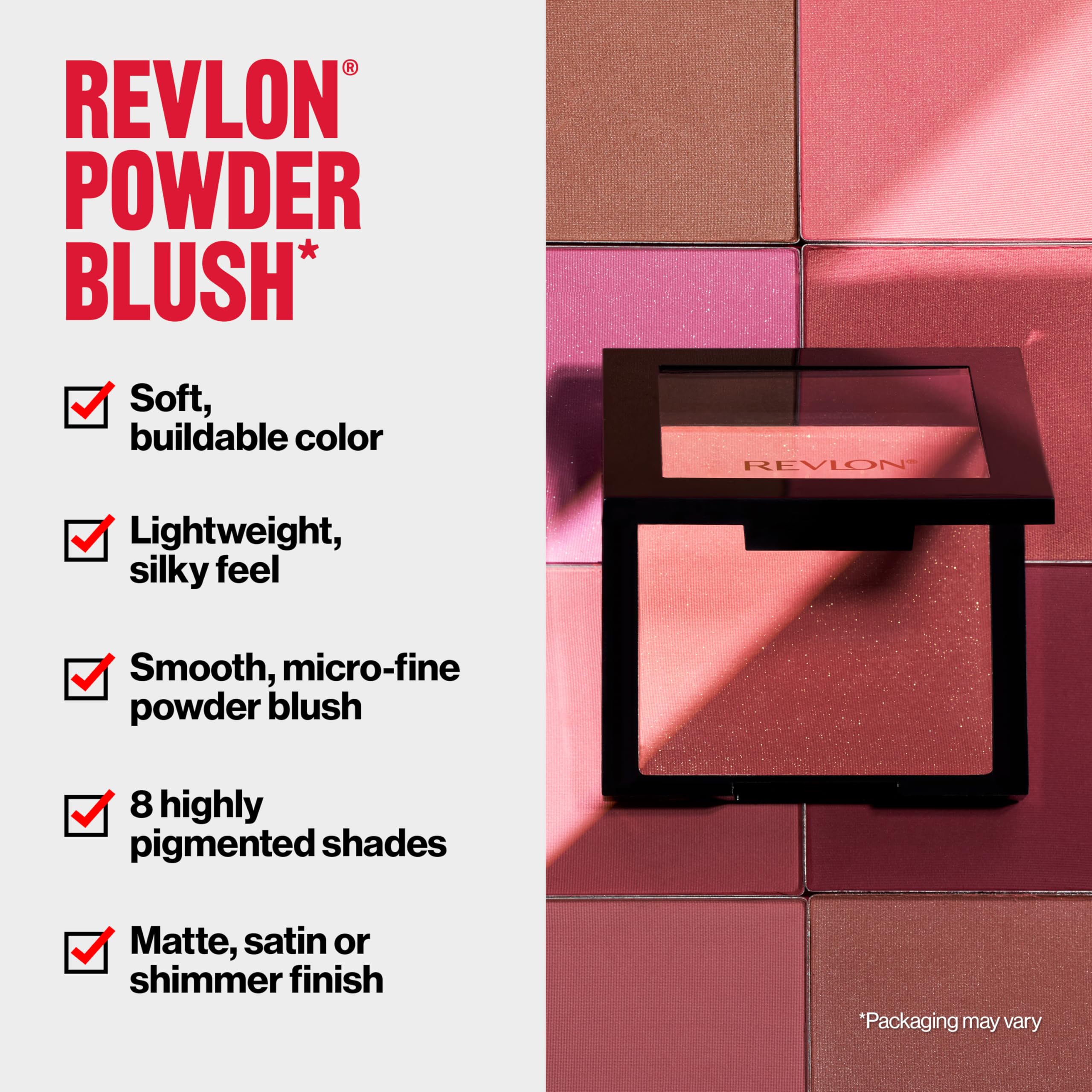 Revlon Blush, Powder Blush Face Makeup, High Impact Buildable Color, lekkie i gładkie wykończenie, 004 Rosy Rendezvous, 4,8 g