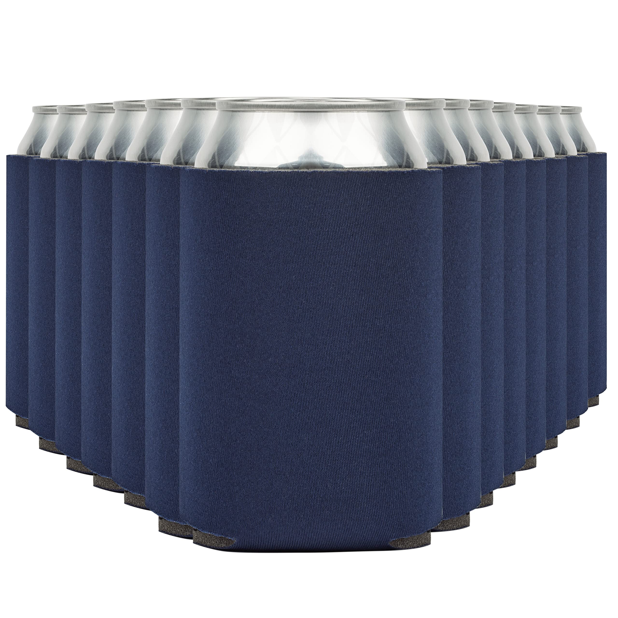 Blank Beer Can Cooler Sleeves (60-Pack) Soft Insulated Beer Can Coolies - HTV Friendly Blank Koolies in Bulk for Beer Cans &amp; Bottles - Coolie Blanks for Vinyl Projects &amp; Wedding Favors (Navy Blue)