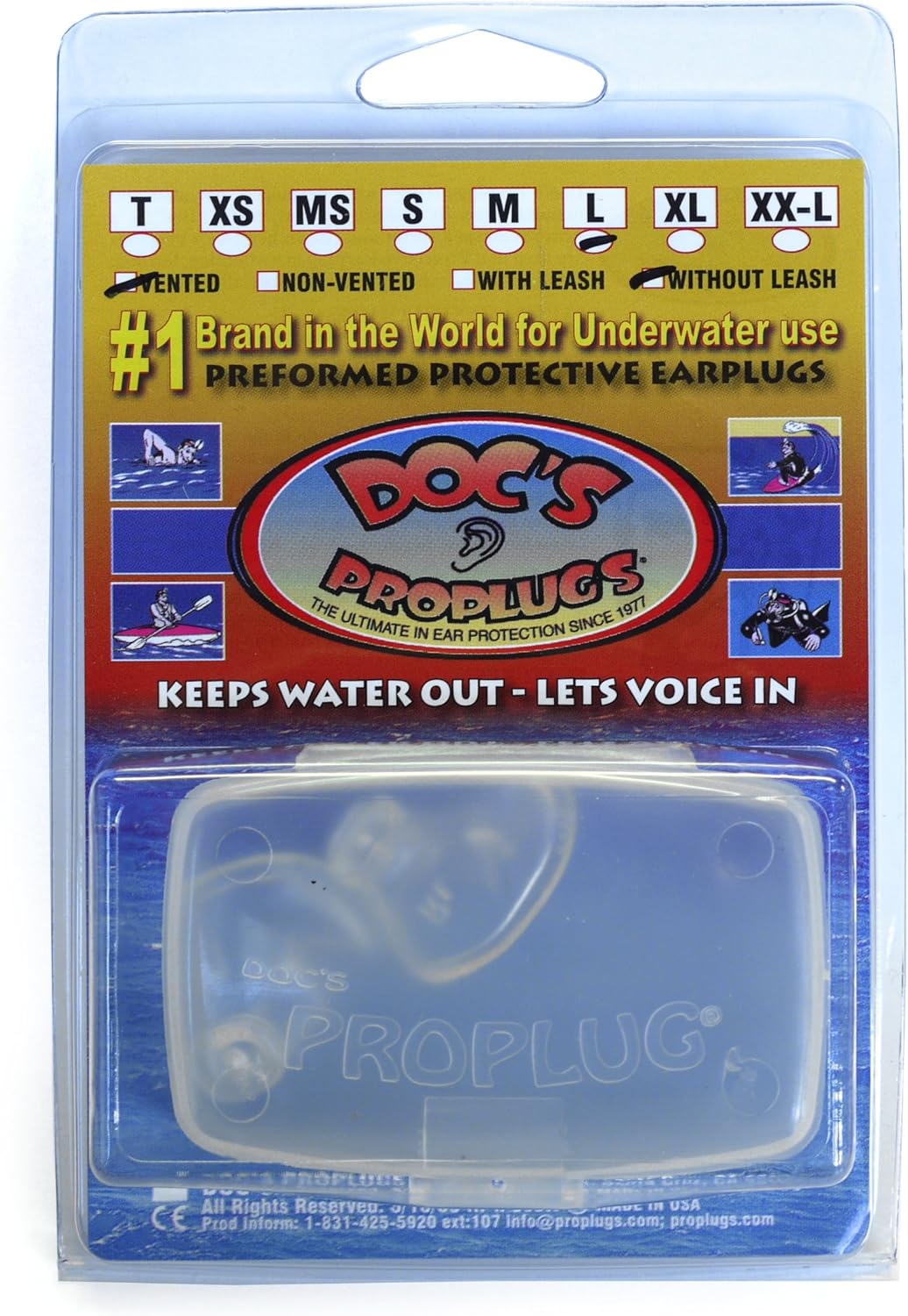Doc's Pro DFF05 Medium Vented Ear Plugs - Clear