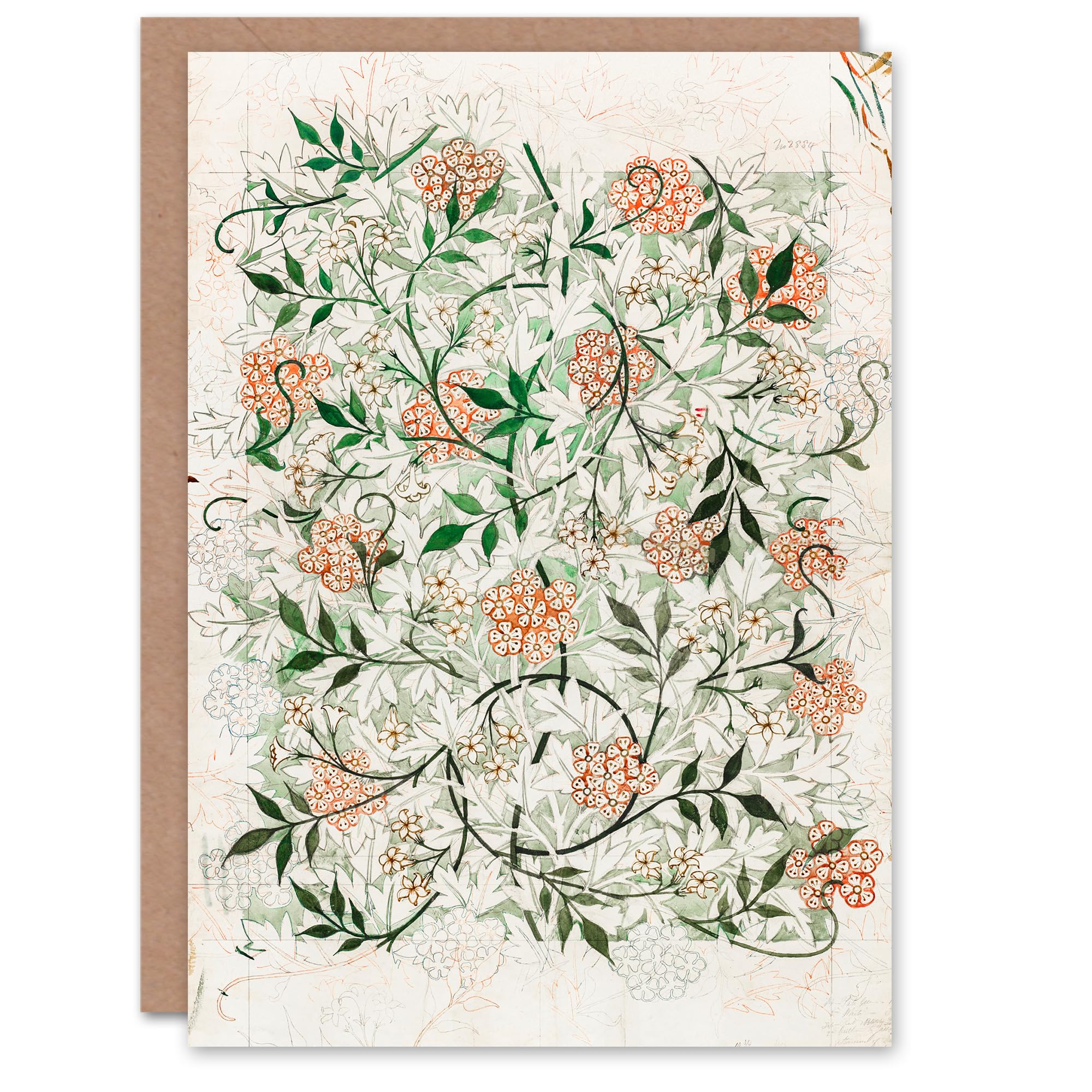 Artery8 William Morris Art Card Wild Jasmine Floral Pattern