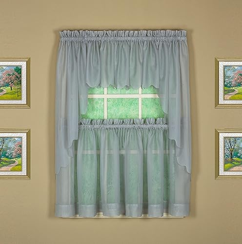 Miniatura 9 de Today's Curtain Emelia Cenefa de gasa original de 14 pulgadas, gris, 60 pulgadas de ancho x 14 pulgadas de largo