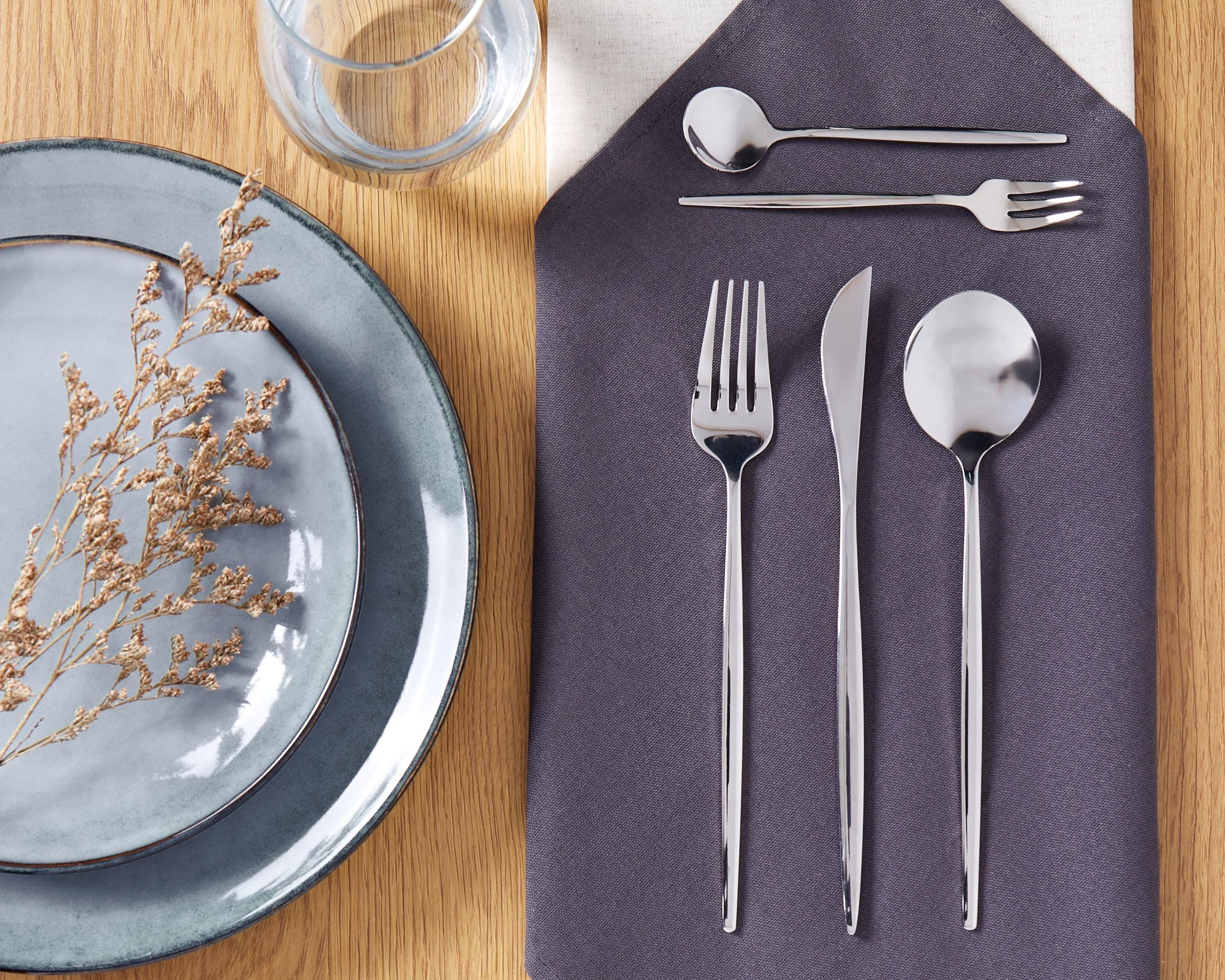 Set di posate moderne 30 pezzi per 6 persone Coltello Forchetta Cucchiaio Cucchiaio Forchetta per torte Acciaio inox Argento