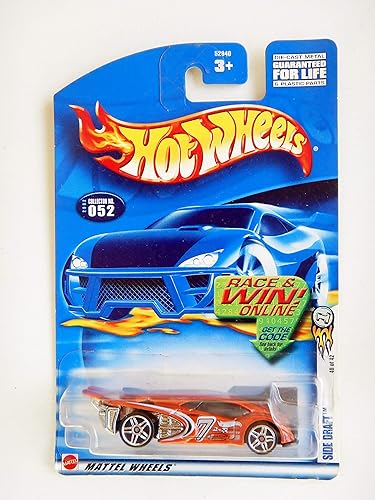 Hot Wheels 2002 - Mattel First Editions 40 de 42 - Side Draft (naranja metálico oscuro) Coleccionista #052 - Tarjeta de carrera y victoria - Fuera