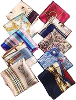 Happyupcity 10-Pack Silk Feel Satin Square Scarves 19.7x19.7in - Headscarf, Neck Wrap, Hair Band, Random Colors