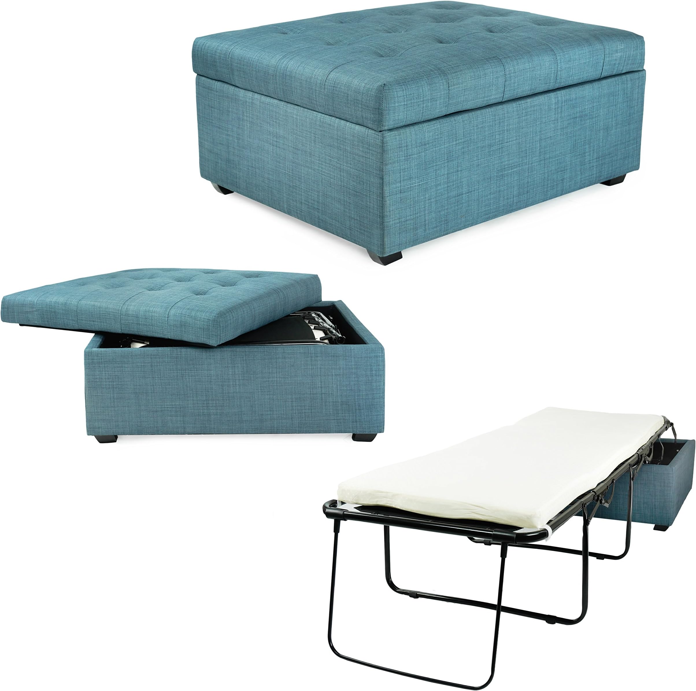 SpaceMaster iBED Convertible Guest Blue Fabric DISCONTINUED Ottoman Bed