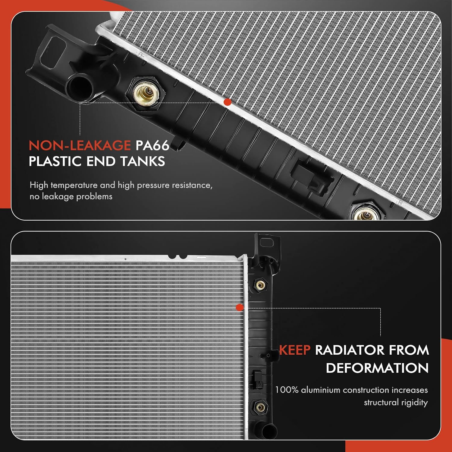 A-Premium 34" Engine Coolant Radiator Assembly Compatible with Chevy Silverado, Suburban, Tahoe & GMC Sierra, Yukon & Cadillac Escalade, Automatic Transmission, with Transmission & Engine Oil Cooler