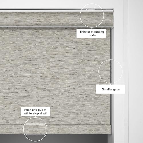 Miniatura 5 de Boolegon Persianas enrollables con filtro de luz para ventanas, persianas enrollables sin cordón con cenefa de casete, tela con aislamiento térmico