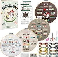 Cyanfour Beginner Embroidery Kit: 4 Stages, 38 Stitches, Video Tutorials, Full Accessories - Ideal Gift for Adults & Kids 8+