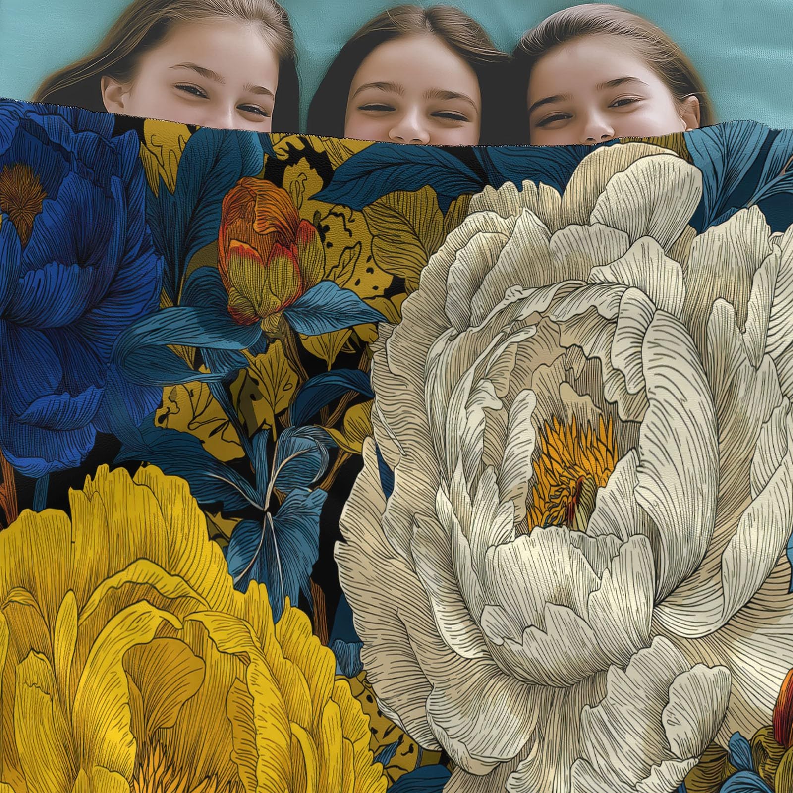 Generico Coperta Plaid Pile Peonia 220x240 cm Coperta Flanella Calda Accogliente e Spessa in Morbido, Plaid Pile Per Letto Divano Sedia, Tutte le Stagioni