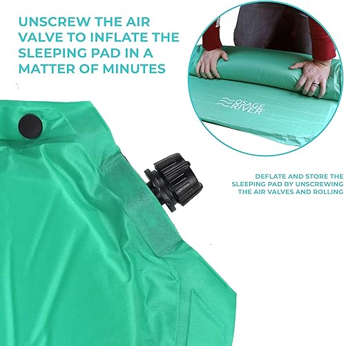 Miniatura 4 de OSAGE RIVER Colchoneta de dormir autoinflable con almohada integrada, alfombrilla compacta de espuma viscoelástica para dormir, colchón de aire para
