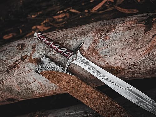 Miniatura 6 de "Daga inspirada en elfos hecha a mano con placa de exhibición y funda de cuero" Fantasía, espada de cosplay, la mejor espada para coleccionistas