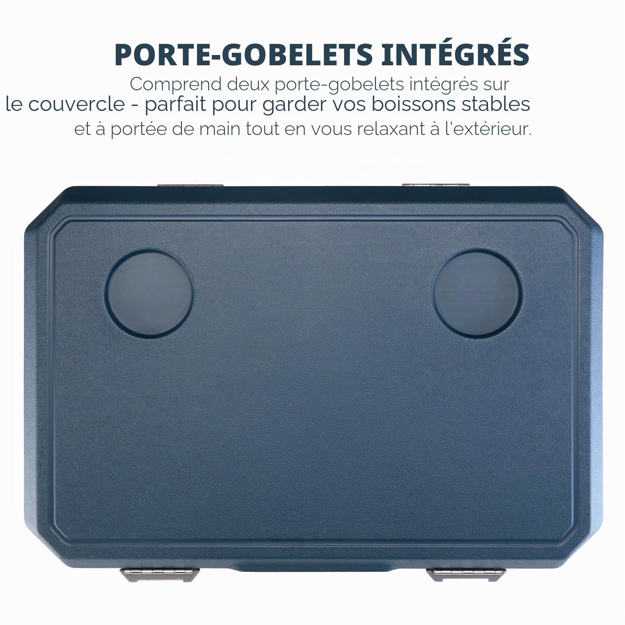 Subcold MOBI Glacière à roulettes, bleu, 45 L, isolation en mousse PU | Glacière isotherme à roulettes avec poignées et drainage, glacière pour voyage, voiture, camping et plein air
