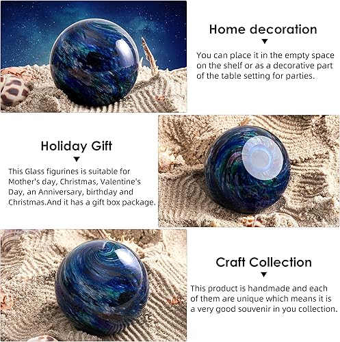 Miniatura 9 de EUSTUMA Bola de figuras de peces de coral de vidrio,Bola de vidrio pisapapapeles,Adorno de planta marina para acuario de peces,Colección de plantas