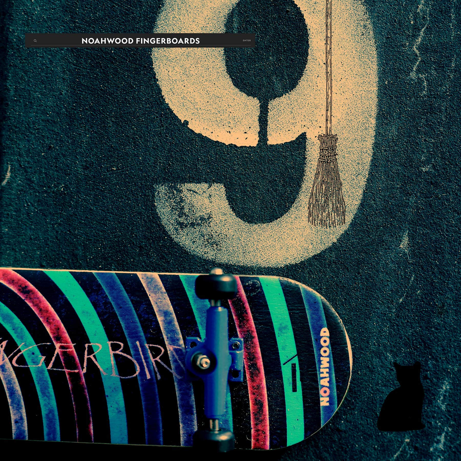 NOAHWOOD Wooden Fingerboard Complete Set (Noah Team 8.0 Kickflip Deck 34mm,SilveryTrucks 34mm,PRO Black Spherical Wheels) (100 x 34mm, Blue Eddy)