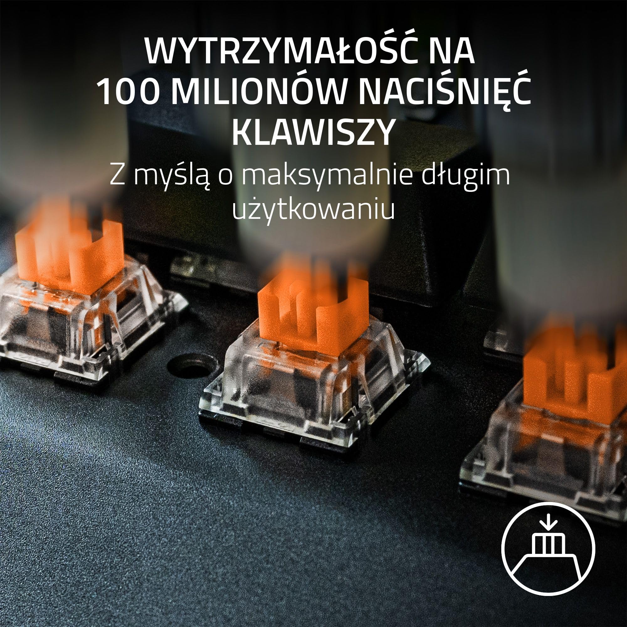 Razer Zestaw przełączników mechanicznych – pomarańczowy przełącznik dotykowy (zoptymalizowany do gier, przezroczysta obudowa przełącznika z soczewką LED, żywotność 100 milionów naciśnięć klawiszy