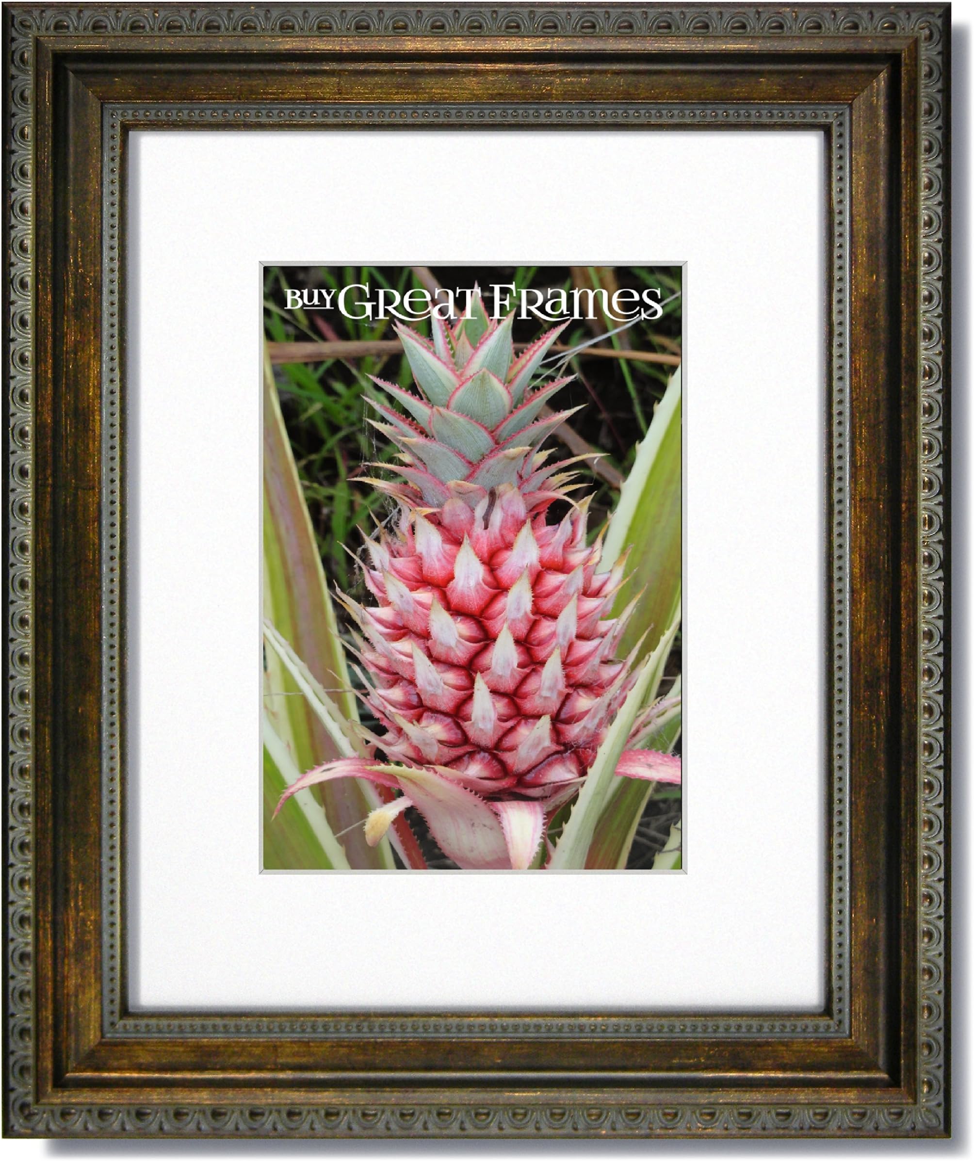 16x20 Ornate Heritage Bronze Picture Frame and Clear Glass with a single Warm White Mat for 11x14.