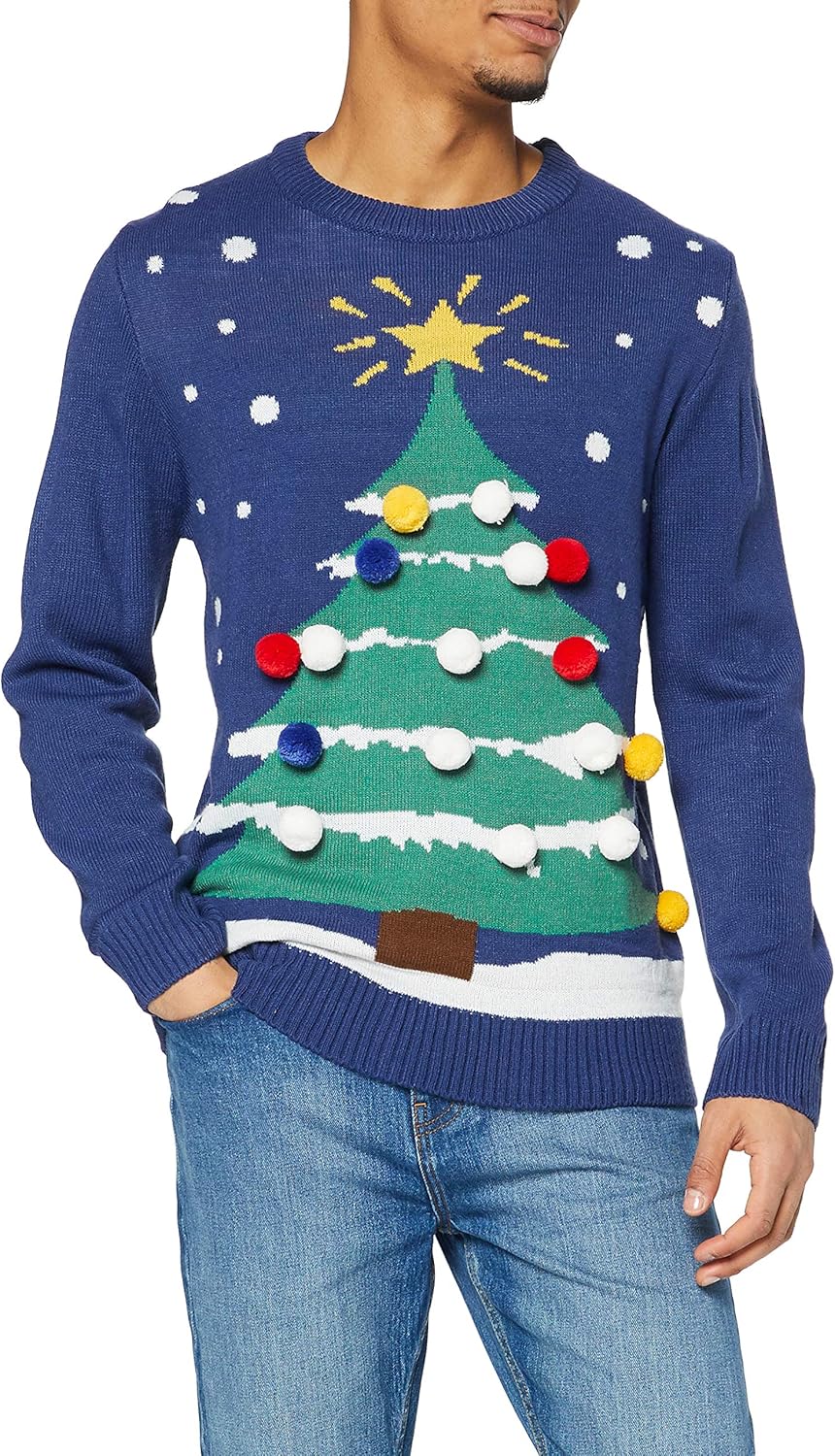 [XLarge] The Christmas 3D Christmas Tree Jumper, Blue, X