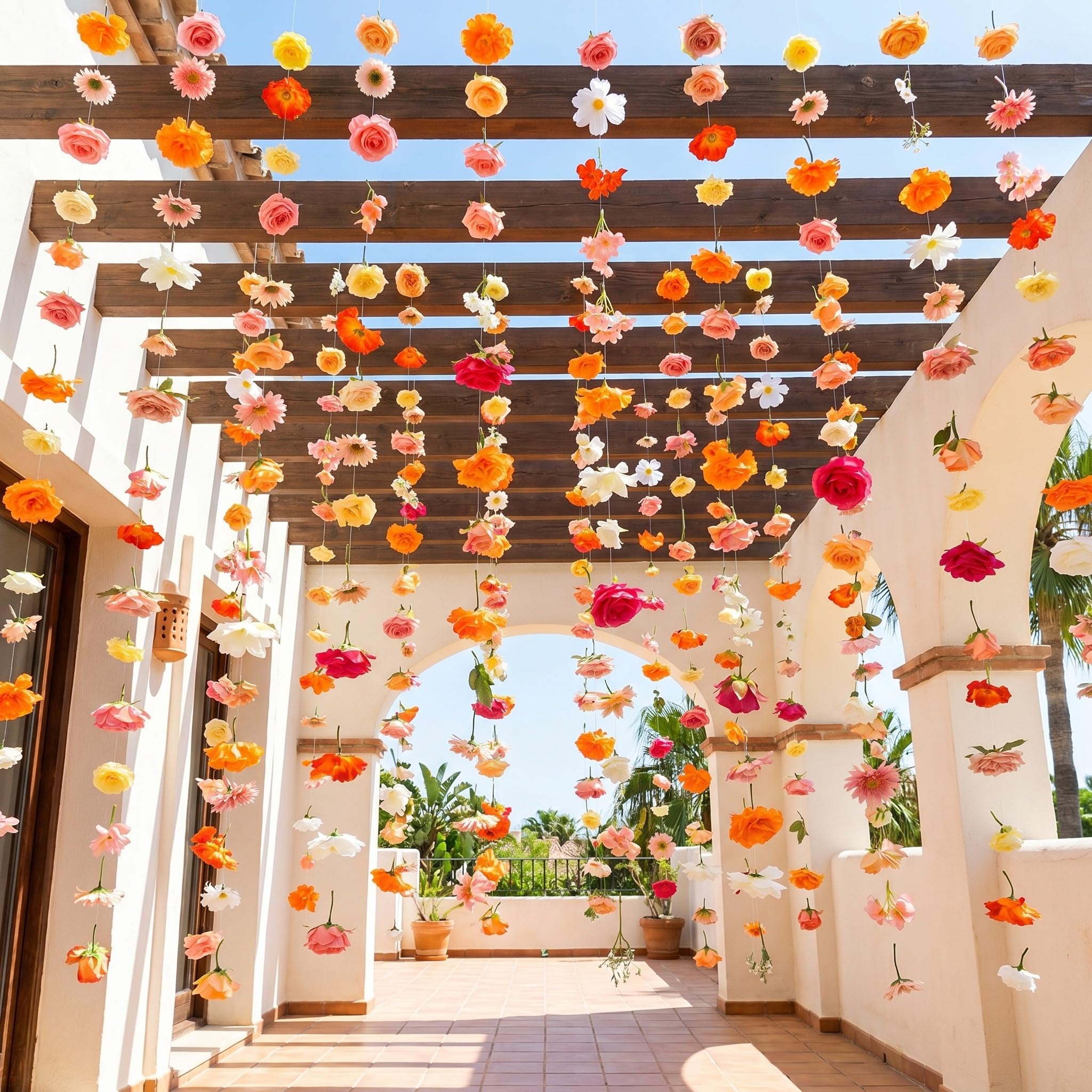 Photo 1 of Suncalla 12 Pcs 70.8 Ft Hanging Floral Garland Silk,Rose,Multicolor