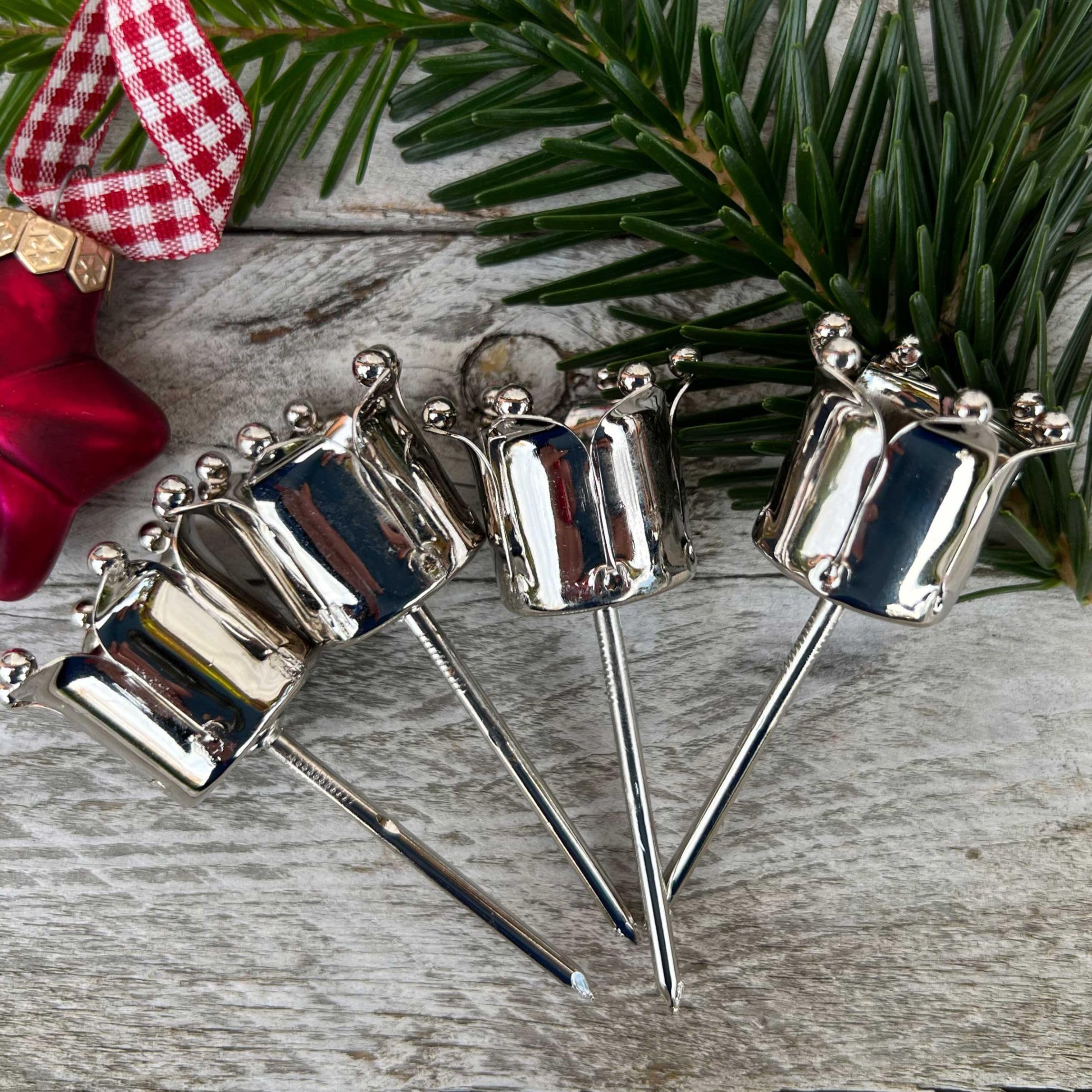 Gartenzaubereien Kerzenhalter zum Stecken Silber 4er Set Stabkerzenhalter