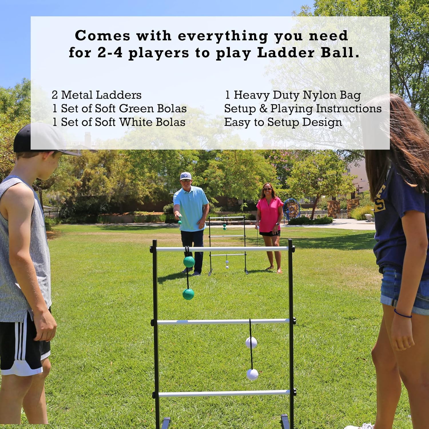Ladder Golf Extreme Metal Tournament Edition Ladder Ball Tossing Game with 2 Metal Ladders and 2 Sets of Soft Bolas - Official Equipment : Sports & Outdoors