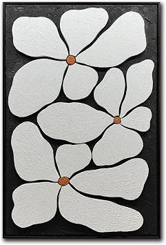 Yotree Paintings, 24x36 Inch Wall Art Oil Hand Painting 3D Hand-Painted On Canvas Abstract Artwork Wood Inside Framed Hanging Wall Decoration Abstract Painting Black & White