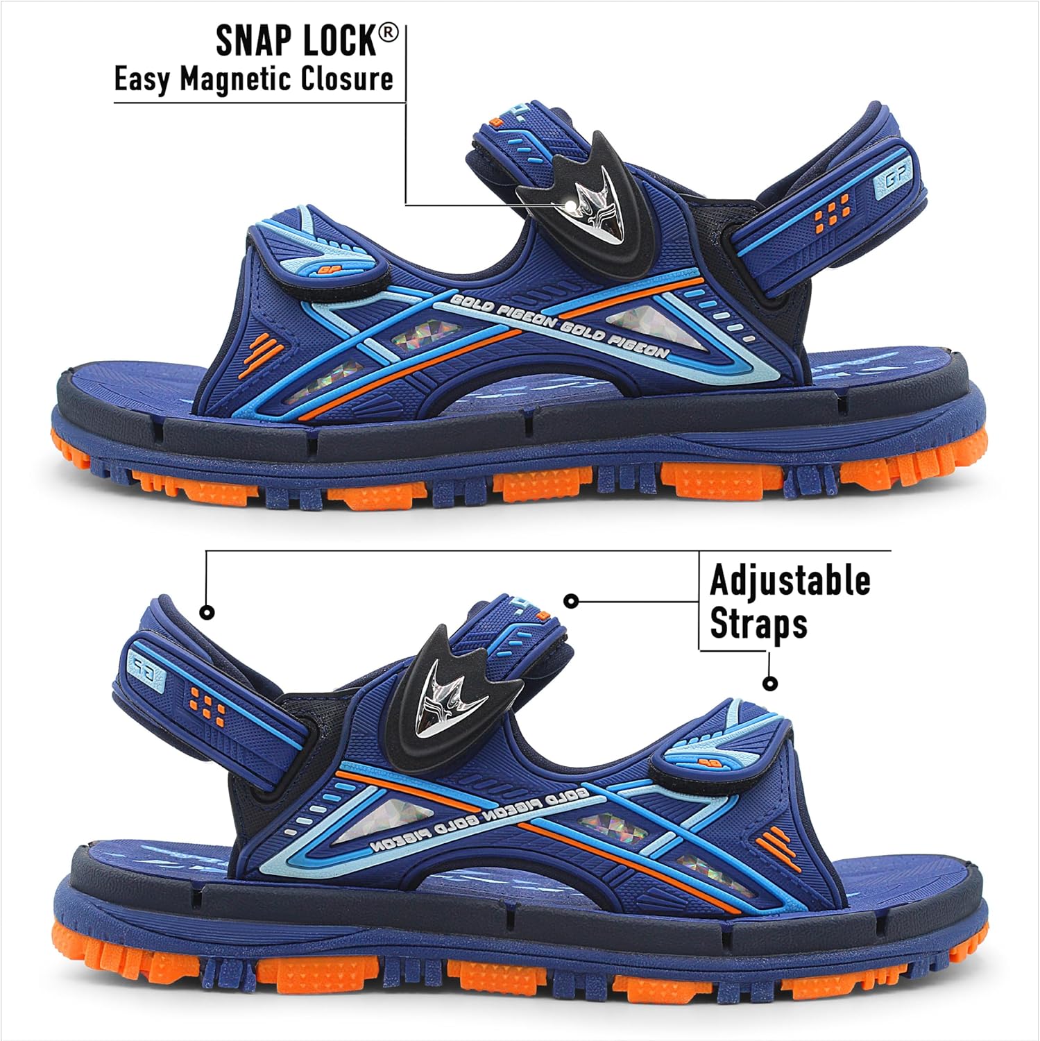 Gold Pigeon Shoes Easy SNAP LOCK Outdoor Water Kids Toddler Sandals for Girls & Boys. Everyday, Vocation, Pool, Summer, Beach Essentials.