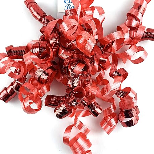 Worlds Lazos rizados rojos para envolver regalo, lazos de regalo de Navidad de 5 pulgadas (paquete de 6)