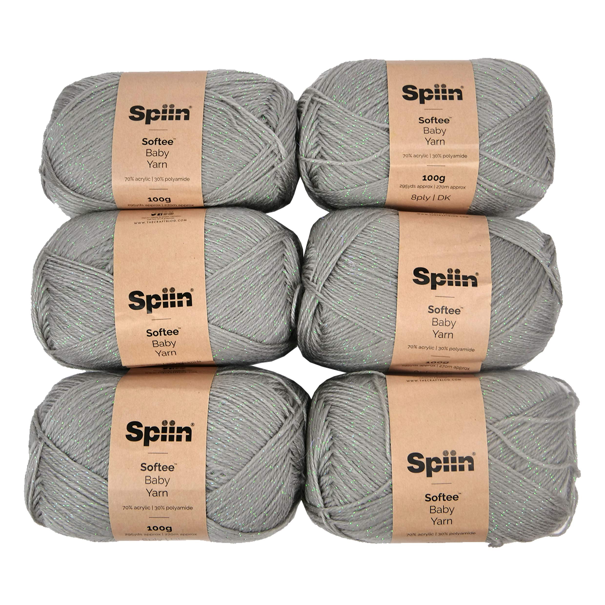 Spiin Softee Baby Yarn Grey-x6 100g Skeins, Grey Softee Baby Yarn